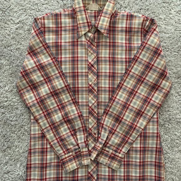 70s Vintage Button-Down Plaid Shirt. Small. Koret of California. - Picture 3 of 11